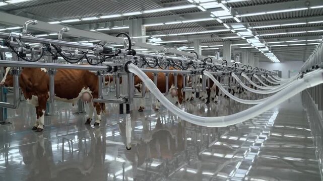 Modern dairy farm showcases automated milking technology for efficient milk production