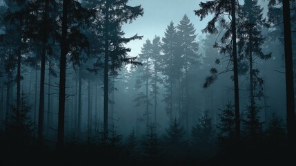 Misty forest scene
