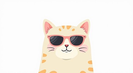 Fototapeta premium Cat with sunglasses on its face and a pink nose animal background