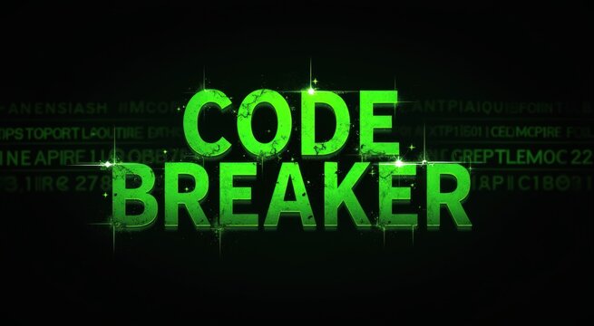 Green code breaker text on a black background