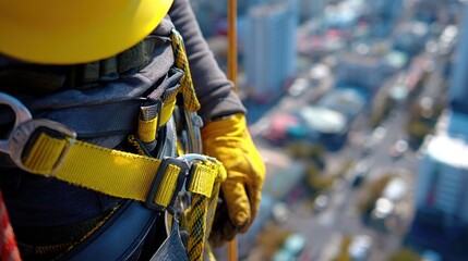 Safety gear close-up on a building exterior