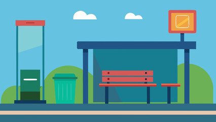Fototapeta premium City Bus Stop with Benches and Billboard