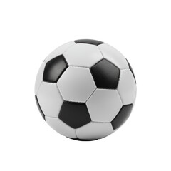 Fototapeta premium Miniature black and white soccer ball with pentagonal and hexagonal panels, smooth matte synthetic leather, precisely stitched seams, perfectly round, isolated on a pristine seamless transparent