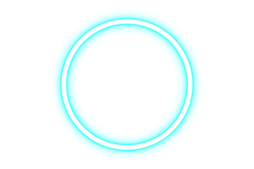 Cyan glowing double ring shape with neon effect on transparent background for tech and UI designs