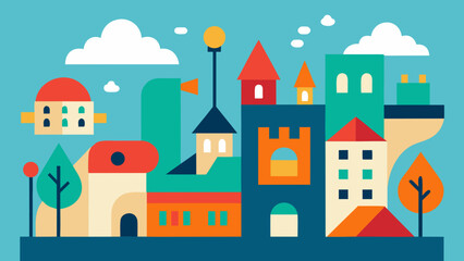Fototapeta premium Doodle Urban Street with Quirky Buildings