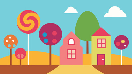 Fototapeta premium Fairytale Neighborhood with Lollipop Trees