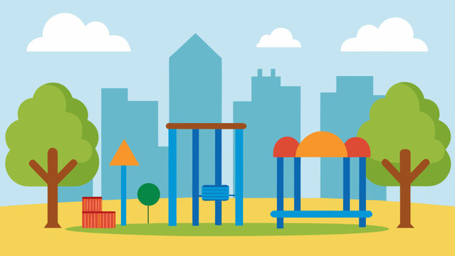vector playground city park swings slides fun