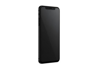 Glossy Black Smartphone Floating Upright – Portrait Mode Transparent PNG