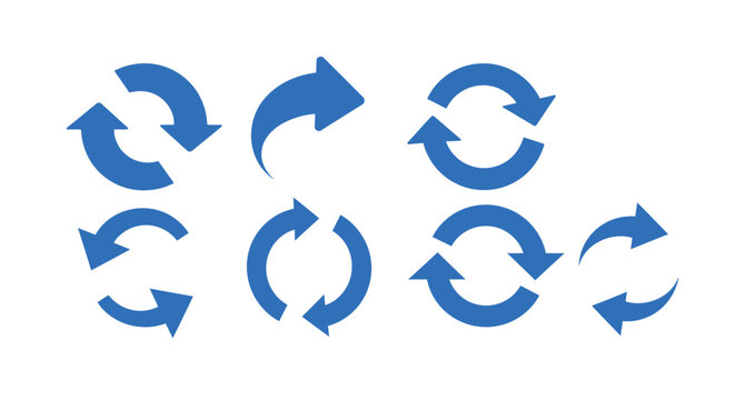 Recycle and Refresh Arrows - Set of Circular Arrow Icons