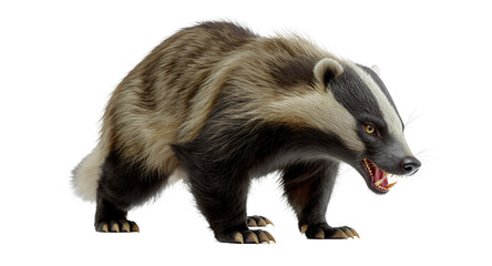 Obraz premium Aggressive Badger Closeup Wildlife Animal Portrait Fur Texture Nature Photography