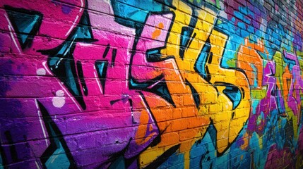 Fototapeta premium Vibrant graffiti on a brick wall