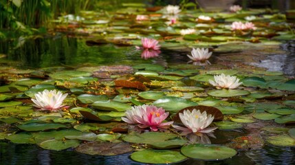 Water lilies in a pond