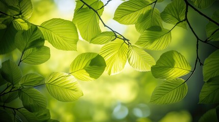 Sunlight filters through lush green foliage.