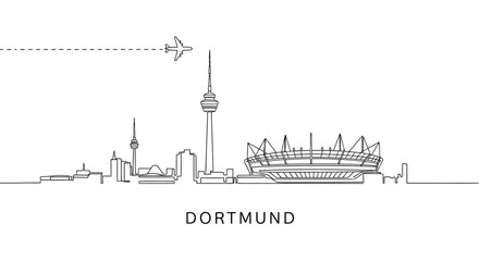 Fototapeta premium Dortmund with Germany Skyline Vector, and Minimalist.