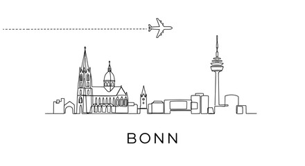 Fototapeta premium Bonn Skyline Line Art Germany Travel.
