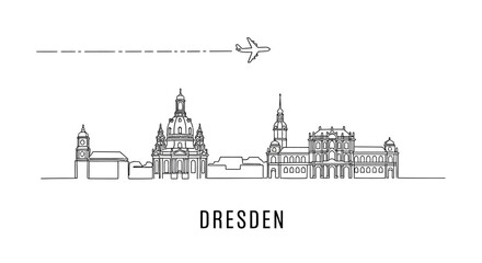 Obraz premium Dresden Skyline Line Art Germany Travel Icon.