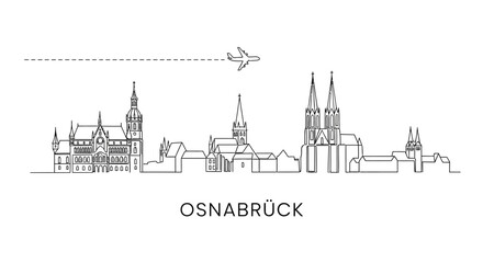 Obraz premium Osnabrck Skyline Travel Destination Line Art.