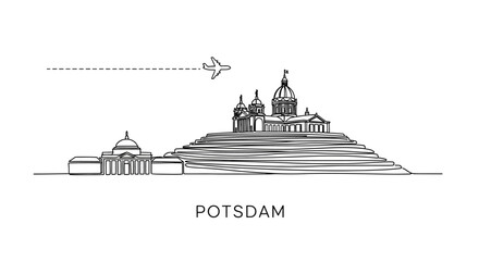 Potsdam Skyline Vector Plane with Germany, and Travel.