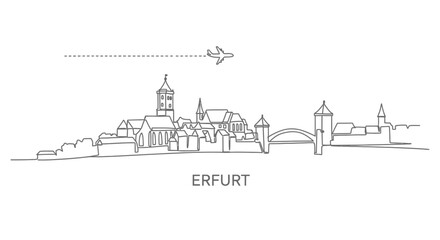 Obraz premium Erfurt skyline with Germany Cityscape line art.