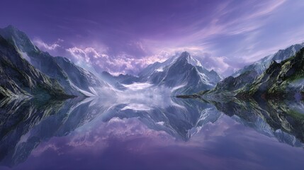 Purple Mountain Lake Reflection at Dusk