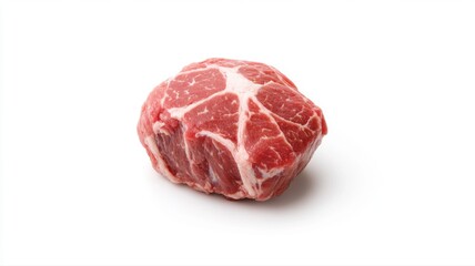 Obraz premium Raw Pork Collar or Shoulder Roast on White Background raw pork collar shoulder roast meat fresh cut