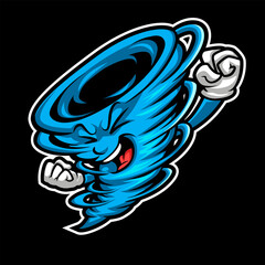 Furious Tornado Storm Mascot Logo in Cartoon Style