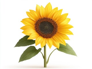 Obraz premium Vibrant Yellow Sunflower Isolated on White Background sunflower yellow vibrant isolated flower plant