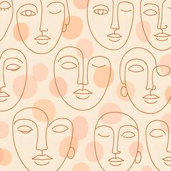Abstract Minimal Face Line Art Pattern