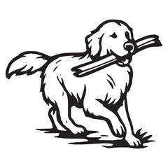 Fototapeta premium Elegant Standing Golden Retriever with Tail Up Illustration for Art Projects