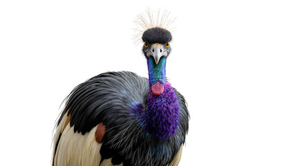 Closeup portrait of a colorful bird with a crown of feathers