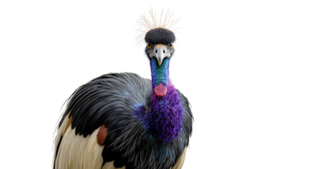 Closeup portrait of a colorful bird with a crown of feathers