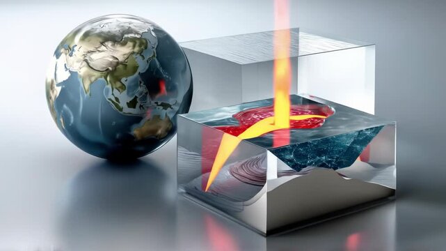 Earth's interior visualized in translucent cubes - Powered by Adobe