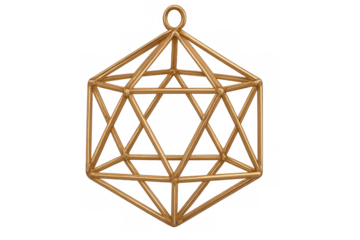 Golden geometric shape hanging, perfect for design projects needing a touch of elegance and modernity with its transparent background