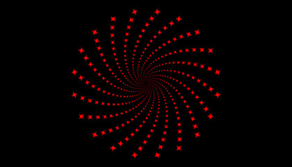 Abstract Red Spiral Texture on Black Background with Optical Illusion Effect