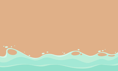 Clean vector background with abstract, stylized ocean waves breaking onto a sandy beach. Great for modern summer designs