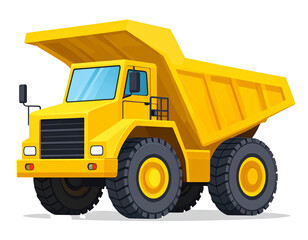  Yellow Heavy-Duty Mining Dump Truck Flat Icon Vector Isolated on White Background PNG
