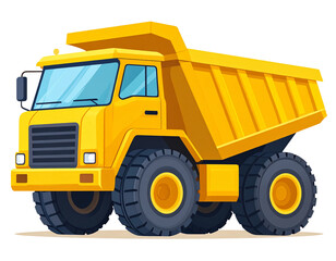Yellow Heavy-Duty Mining Dump Truck Flat Icon Vector Isolated on White Background PNG  