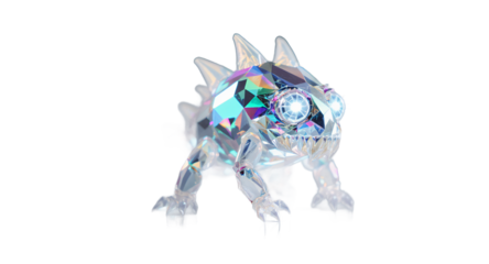 Crystal Reptile iridescent polygonal figurine fantasy creature digital art 3d rendering