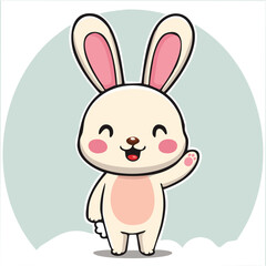 Fototapeta premium Cute bunny in kawaii-style vector illustration