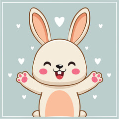 Fototapeta premium Cute bunny in kawaii-style vector illustration
