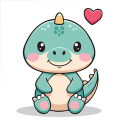Cute dinosaur in kawaii-style vector illustration