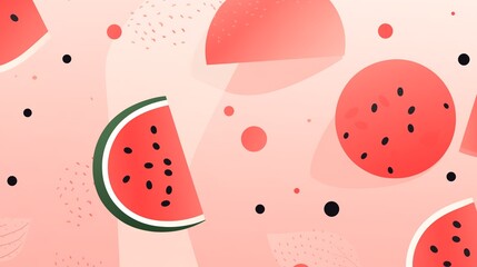 Watermelon Wallpaper. Kawaii-style watermelon pattern with smiling fruit characters on a soft, tropical-themed backdrop