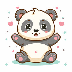 Cute baby panda in kawaii-style vector illustration