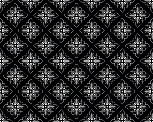 Fototapeta premium Flower geometric pattern. Seamless vector background. White and black ornament.