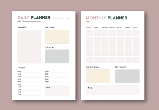 Minimal Planner Template for Daily Schedule, Task Management