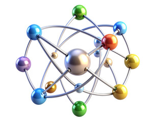 Obraz premium Colorful Aluminum Molecule Structure with Labeled Atoms Isolated on Transparent Background PNG