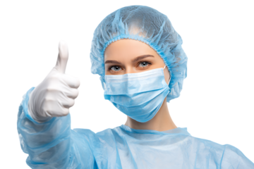 Surgeon giving thumbs up, positive healthcare concept