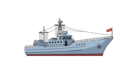 Fishing vessel illustration on white background nautical sea travel concept