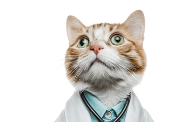 Cute cat in doctor's coat.
