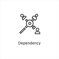 Vector art of a dependency network is displayed isolated on white background